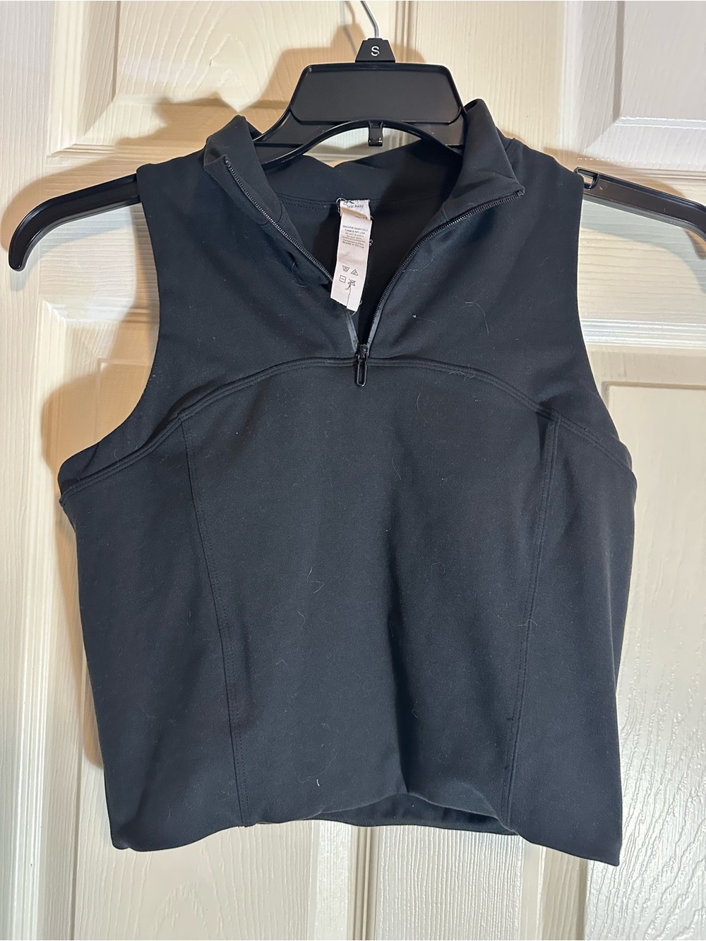 Sleeveless Black Quarter-Zip Crop Top